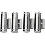 ETC Shop 4er Set Außen Leuchten Wand Lampen Edelstahl Up Down Strahler im Set inklusive led Leuchtmittel