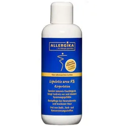 Allergika® Lipolotio Urea 5% - Dermatologische Urea-Körperlotion - feuchtigkeitsspendend, reichhaltig, geruchsneutral. Für trockene, raue Haut, ideal auch bei Diabetes. Stärkt die Hautbarriere.