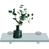 VINGO Glasablage Glasregal ideal für Bad, Dusche und zur modernen Dekoration mit Halterung aus Edelstahl Milchglas 8mm 30x10 cm