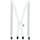 Zukunftsenkel Hosenträger 4 Starke Clips X-Form 2,5cm Breite Herren Damen Skihose Arbeitshose Verstellbar und Elastisch Fasnacht H-Form (Weiß) - schmal