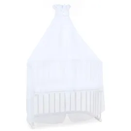 babybay Moskitoschutz und Himmel Piqué mit Band passend für alle Modelle bis 96 cm Länge, weiß Sternemix Sand/Beere