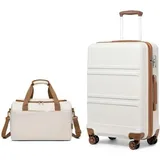 luxuskollektion Handgepäck-Koffer Trolley Set 2-teilig, Cremeweiß, Ryanair Reisetasche