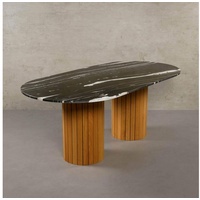 MAGNA Atelier Esstisch Montana mit Marmor Tischplatte, Esstisch, Eichenholz Gestell, Küchentisch, 200x100x76cm schwarz