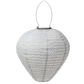 MARELIDA Lampion Solar weiß D: 30cm inkl. Dämmerungssensor