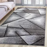 oKu-Tex Teppich Wohnzimmerteppich [160x230 cm] weicher Kurzflor grau meliert - Grauer Teppich für das Wohnzimmer - Carpet Living Room - Modernes geometrisches Design - Deutsche Marke