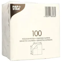 Papstar 100 Servietten, 1-lagig 1/4-Falz 30 cm x 30 cm weiss