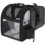 pecute Haustier Rucksüke für Hund und Katzen mit Front Opening Transparente Fenstertaschen,Tragbare und Erweiterbare Outdoor Faltbarer Raum Tragetasche,Schwarz(maximale Last 6kg)