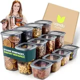 uandu Vorratsdosen Set grau 12-teilig 0,55 - 1,75 l