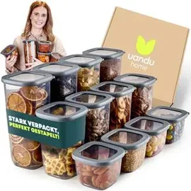 uandu Vorratsdosen Set grau 12-teilig 0,55 - 1,75 l