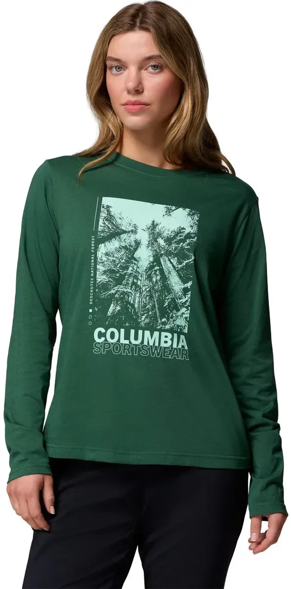 Columbia Rolling Bend Graphic Long Sleeve Crew rain forest, amazing heights (375) L