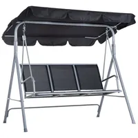 Outsunny Hollywoodschaukel 3-Sitzer elegante Gartenschaukel mit Dach Metallrahmen Schwarz
