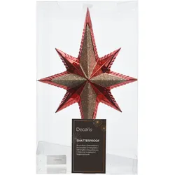 Christbaumspitze Stern 25cm Kunststoff, weihnachtsrot / hellgold