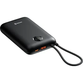 Swissten Swissten, Externer Akku 30000mAh Integrierte USB-C Lightning-Kabel LED-Anzeige, Schwarz - Schwarz