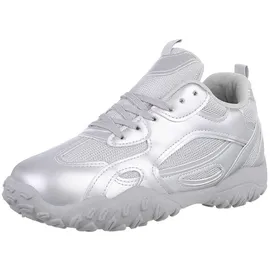 Ital-Design Low-Top Freizeit Sneaker Damen Silber 38