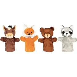 GOKI 51803 Handpuppen Tiere Arino, Funu, Wassti und Baru, sortiert