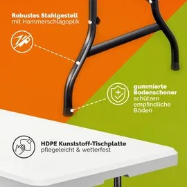 CASARIA Gartentisch 220 x 70 x 72 cm weiß klappbar