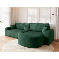 BROMARKT Ecksofa mit Schlaffunktion und Bettkasten Cordstoff Sofa Dreisitzer Schlafsofa Eckcouch Relaxsofa für Wohnzimmer Wohnlandschaft L-Form Bisk 275x170x85cm Dunkelgrün