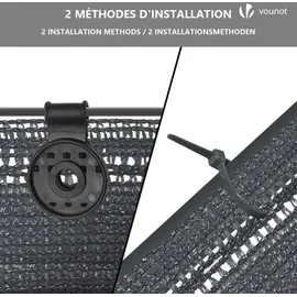 VOUNOT Zaunblende 1×10m, Sichtschutz Zaun HDPE Schattiernetz, Windschutz UV-resistent Reißfest, 75% Beschattungsgrad, mit Löcher, Spezialclipund und Kabelbinder, Anthrazit