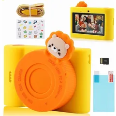 Gelbe Kinder-Digitalkamera mit 3-Zoll HD-Bildschirm, 48-Megapixel Fotokamera, 1080P Videokamera, WiFi-fähige Digitalkamera mit 32GB SD-Speicherkarte