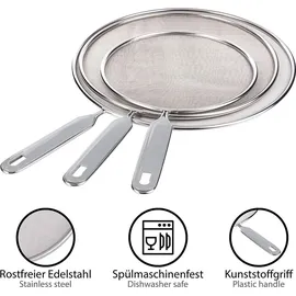Onvaya ONVAYA® Pfannenspritzschutz | 3-TLG. Set | ∅ 20-29 cm | rostfreier Edelstahl | Spritzschutz Pfannen | Fettspritzschutz