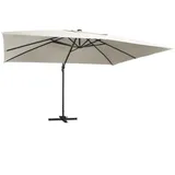 vidaXL - Ampelschirm mit LED-Beleuchtung Alu-Mast 400x300 cm Sandweiß