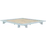 Karup Design Bettgestell »JAPAN BED Bodenbett, Holzrahmen, Futonbett, Jugendbett, Holzbett«, Massivholzbett mit Lattenrost, Kiefer massiv, Doppelbett ohne Kopfteil blau