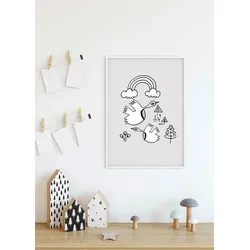 Bild KOMAR "Scribble Birdy", grau (farbe bild(er): grau), B:40cm H:50cm, Papier, Holz, Bilder, Wandbild zur Dekoration - ohne Rahmen