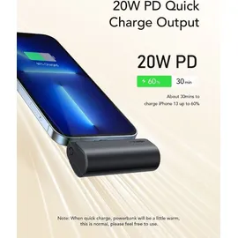 VEGER Powerbank 5 000 mAh mit integriertem Lightning PD QC3.0 3A 20W PlugOn - 5000mAh Build Connector für iPhone
