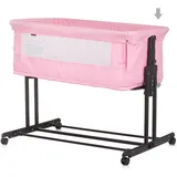 Chipolino Beistellbett 2 in 1 Zen Laufstall Moskitonetz Matratze Räder Bremse rosa