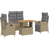 VidaXL 4-tlg. Garten-Essgruppe mit Kissen Beige Poly Rattan