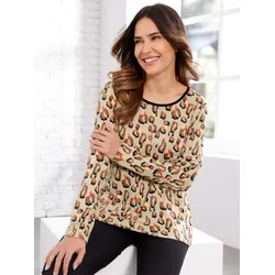 Langarmshirt "Freizeitshirt", Damen, Gr. 46, braun (braun, bedruckt), 100% Baumwolle, gemustert, animal-print, mehrfarbig, Rundhals, Langarm, Shirts