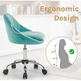 Woltu Bürostuhl ergonomisch, Schreibtischstuhl 150 kg belastbar, Samt, : Türkis Farbe: Türkis