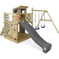 Wickey Spielturm Smart Camp mit Schaukel und Rutsche Anthrazit