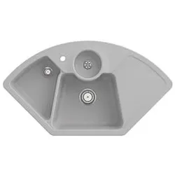 Villeroy und Boch Solo Eck Eckspüle 670801SM Ablaufgarnitur, Handbetätigung, Resteschale, Steam