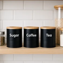 Relaxdays Vorratsdose 3er Set schwarz 14 x 11 cm 1 l