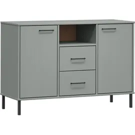 vidaXL Sideboard OSLO mit Metallbeinen Grau 113x40x77 cm Massivholz