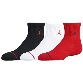 Nike Air Jordan Jumpman Quarter Socks 3 Pack - Boys' Grade School (7-9 (Shoe 3Y-5Y), White/Black/Gym Red)