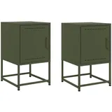 vidaXL Nachttische 2 Stk. Olivgrün 36x39x60,5 cm Stahl