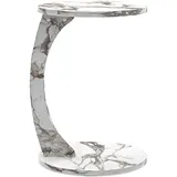 [en.casa] Beistelltisch Holeby 56 x ø 38 cm Marmoroptik, cremeweiß
