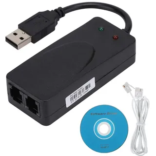 ASHATA Faxmodem 56K,Dual Port USB2.0 56K Externes Faxmodem USB Modem für 98/2000/ME/XP/Vista/CE5.0/10/8.1/8/7,Plug&Play
