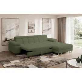 altdecor Ecksofa Cord mit Schlaffunktion 2-Sitzer Dunkelgrau