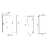 Saqu Sturdy Duschtür Schiebetür mit omkeerbare draairichting mit Anti-Kalk 100x200cm Dusche Duschabtrennung Duschtrennwand Matttschwarz