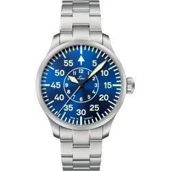 Laco Fliegeruhr Basis Aachen Blaue Stunde 42 MB 42 mm Automatik" 862101.MB.U3.Se" - Blau mit Sonnenschliff,arabische Zahlen und Indexe mit Superluminova C3 belegt