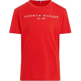 Tommy Hilfiger Kinder Unisex T-Shirt Kurzarm Essential Tee Rundhalsausschnitt, Rot (Deep Crimson), 6 Jahre - 6 Jahre