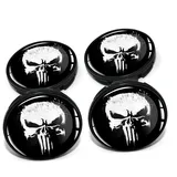 4 x Nabendeckel 60mm Durchmesser Nabenkappen Felgendeckel Felgenaufkleber Gel Emblem Doming für Auto Felgen Kfz Tuning Zubehör Radnabenkappen DM006 (Nr. 2 Punisher black glossy, Nabendeckel Set)