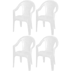 Gartenstuhl Stapelstuhl Stuhl 4 Stk. Weiß 80x56x56cm Garten Balkon Sitzen Stapelbar
