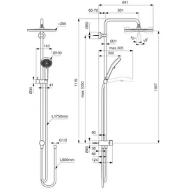 Ideal Standard Ceratwist T25 Aufputz-Duschsystem für Armatur, BE230AA,