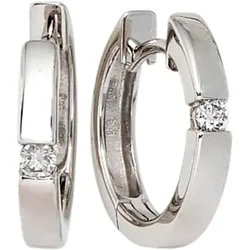 Paar Creolen JOBO "Ohrringe rund", weiß (weißgold 585), Ohrringe, Damen, SI = kleine Einschlüsse, Weißgold 585-Diamanten, Weißgold 585, Diamanten, 585 Weißgold mit 2 Diamanten