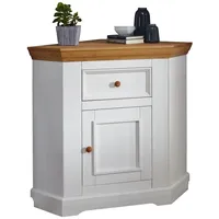 möbelando Eckkommode WZ-0133 103 x 94 x 68 cm Kiefer massiv weiß