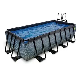 EXIT TOYS Stone Pool Set 250 x 100 x 450 cm inkl. Sandfilteranlage und Filterpumpe
